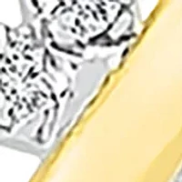 1/8 ct. t.w. 10k Yellow Gold and Sterling Silver Cross Pendant Necklace