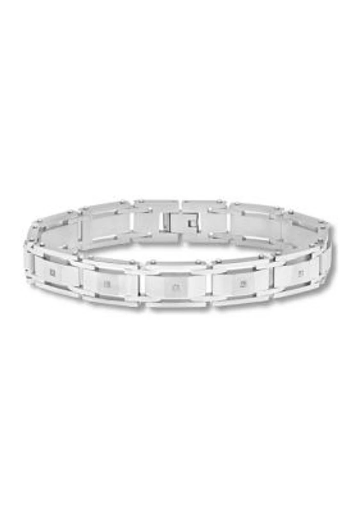 1/10 ct. t.w. Diamond Link Bracelet in Stainless Steel