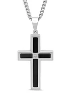 1/10 ct. t.w. Diamond Cross Pendant in Two-Tone Stainless Steel
