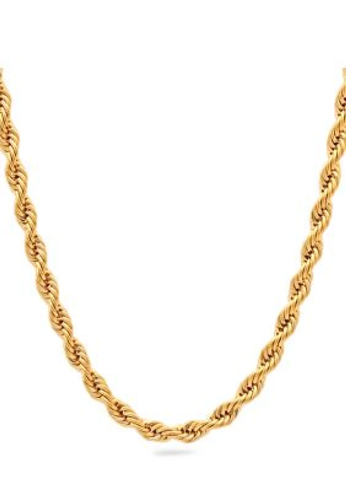Men's Rope Link Chain Necklace in Stainless Steel