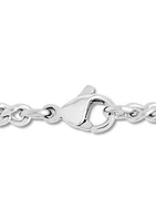 Diamond Accent Flat Cross Pendant Necklace in Stainless Steel