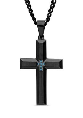 1/20CTW Blue Diamond Stainless Steel with Black Finish Pendant