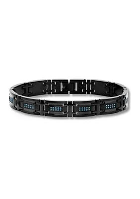 1/2 ct. t.w. Blue Diamond Link Bracelet in Black Stainless Steel