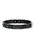 1/2 ct. t.w. Blue Diamond Link Bracelet in Black Stainless Steel