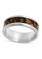 Camo Inlay 8mm Band in Stainless Steel