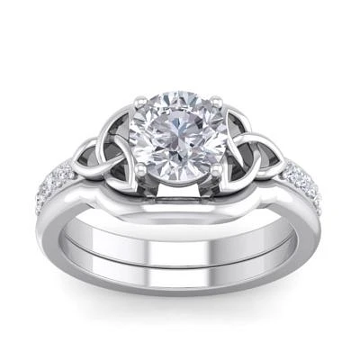 Lab Created 1 ct. t.w. Grown Diamond Claddagh Bridal Set 14K Gold