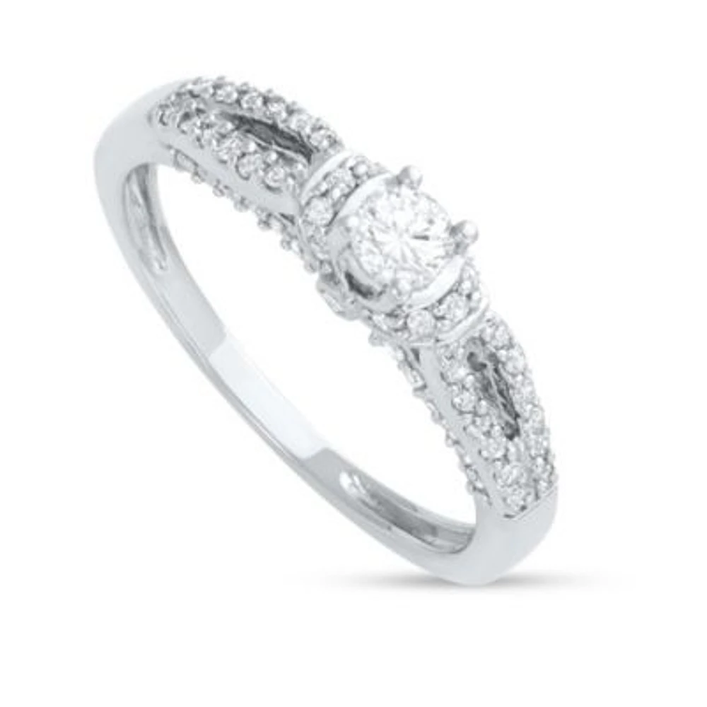 1/2 CTTW Diamond And White Engagement Ring 14KW