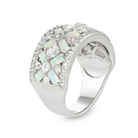 Lab Created Sterling Silver Opal Crossover Ring