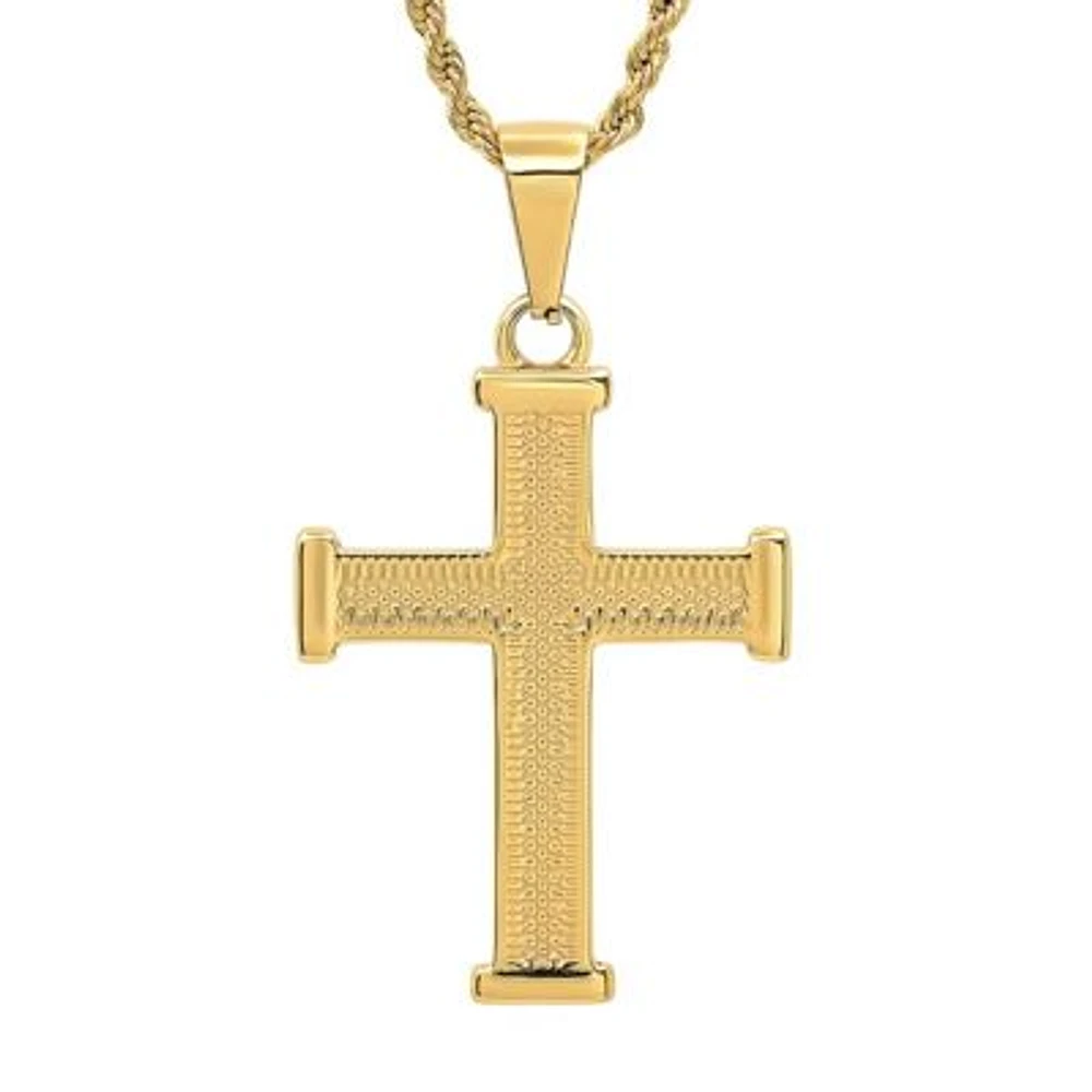 Men's 18k gold plated stainless steel cross pendant