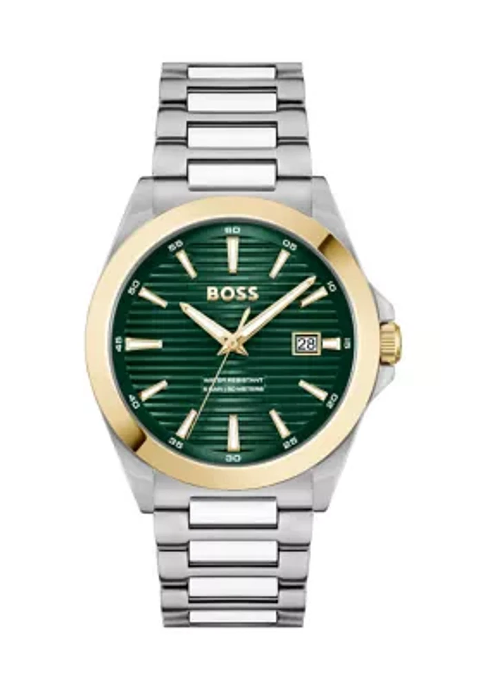 Strike Silver Bracelet Green Dial Watch