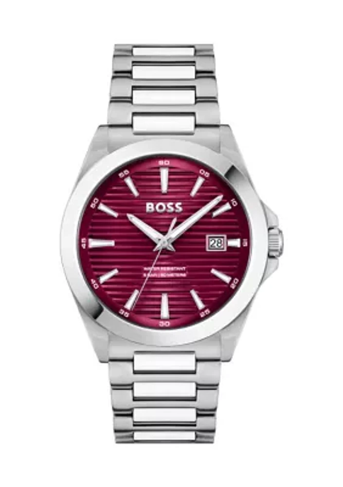 Strike Silver Bracelet Red Dial Watch