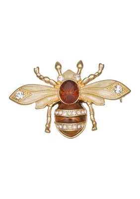 Gold Tone Brown Bee Pin
