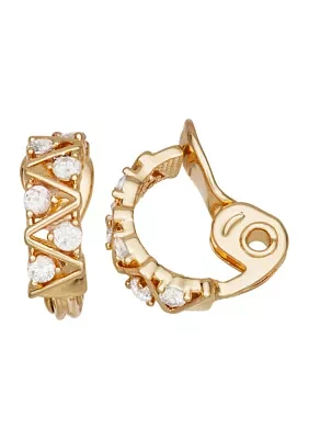 16mm Crystal Hoop Clip Earrings