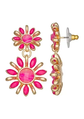 Flower Double Drop Earrings