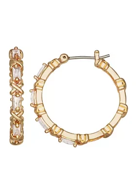 25 Millimeter Crystal Cubic Zirconia Hoop Earrings