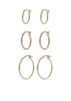 Set of Three Gold-Tone Hoop Earrings