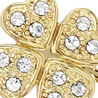 Quartz Crystal Accented Gold-Tone Metal Alloy Charm Bracelet Watch