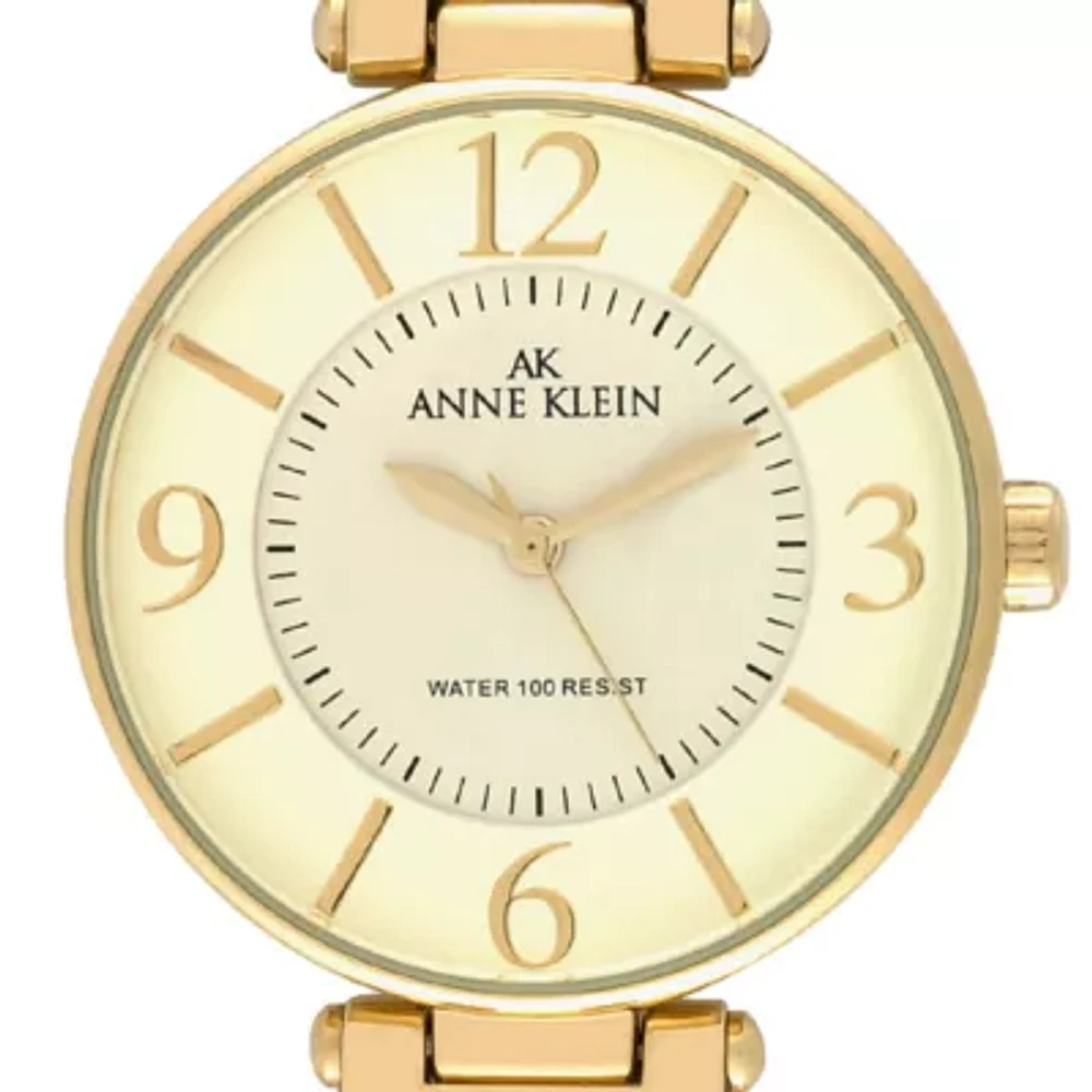 Gold Round Bezel Watch with Brown Leather Strap