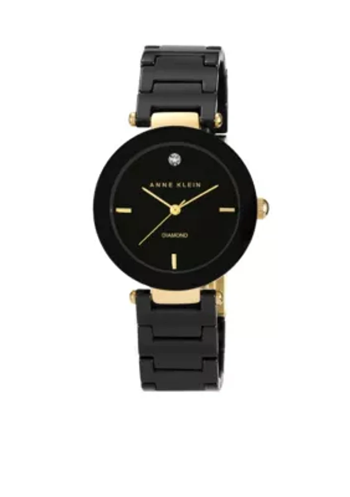 Black Ceramic Round Diamond Bracelet Watch