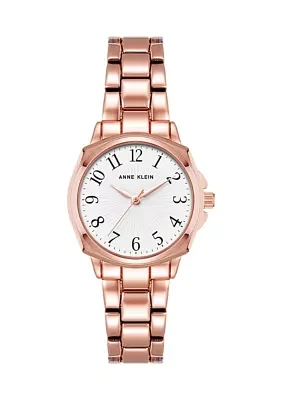 Women's 28 Millimeter Rose Gold-Tone Alloy Arabic Numeral Dial Bracelet Watch