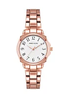 Women's 28 Millimeter Rose Gold-Tone Alloy Arabic Numeral Dial Bracelet Watch