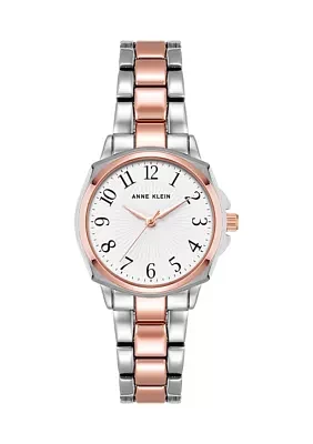 Women's Silver Tone and Rose Gold Tone Alloy Bracelet Watch