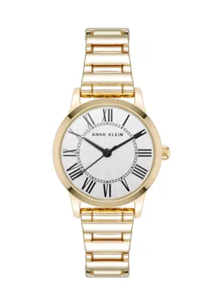 Quartz Signature Round Roman Numeral Alloy Metal Watch