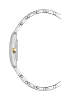 Quartz Classic Rectangular Roman Numeral Two-Tone Alloy Metal Watch