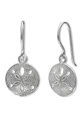 Textured Sand Dollar Drop Earrings in Sterling Silver