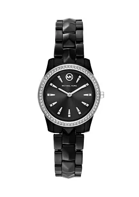 Black Dial Ceramic Strap Watch