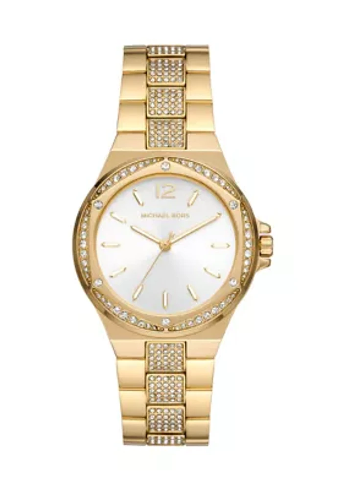 Women's Gold Tone Stainless Steel Crystal Embellished Watch