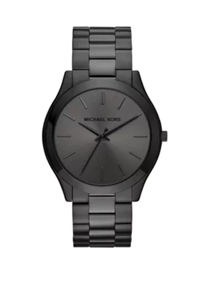 Slim Runway Black Ion Plated Stainless Steel Bracelet Watch