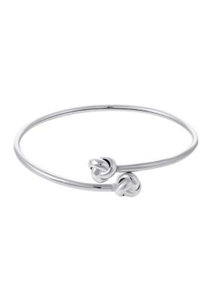 Silver Plated 7.5" Knot Bypass Bangle Bracelet