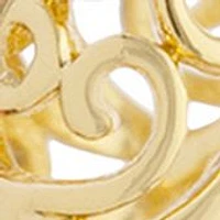 Gold Over Silver Plated 1.2" Filigree Hoop Earrings