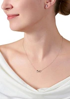 Boxed Sterling Silver 16" Cubic Zirconia Infinity Necklace and 4 Millimeter Stud Earrings Set