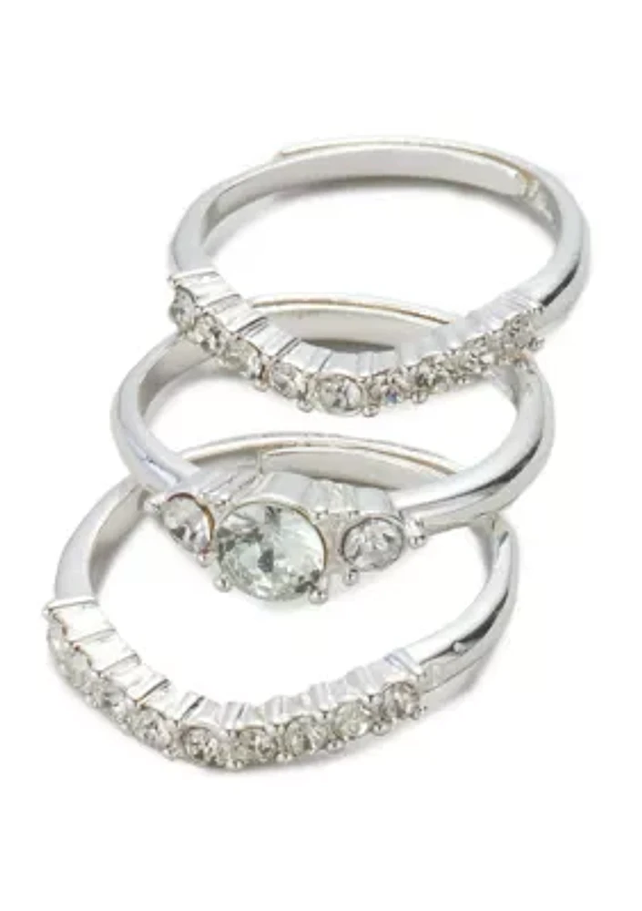 Lab Created Light Blue Stone Adjustable Ring Set