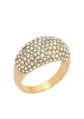 Gold Tone Crystal Pavé Dome Band Ring