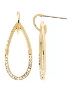 Gold-Tone Crystal Open Drop Earrings