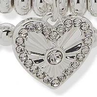 Crystal Heart Pave Stretch Bracelets Set