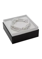 Crystal Heart Pave Stretch Bracelets Set