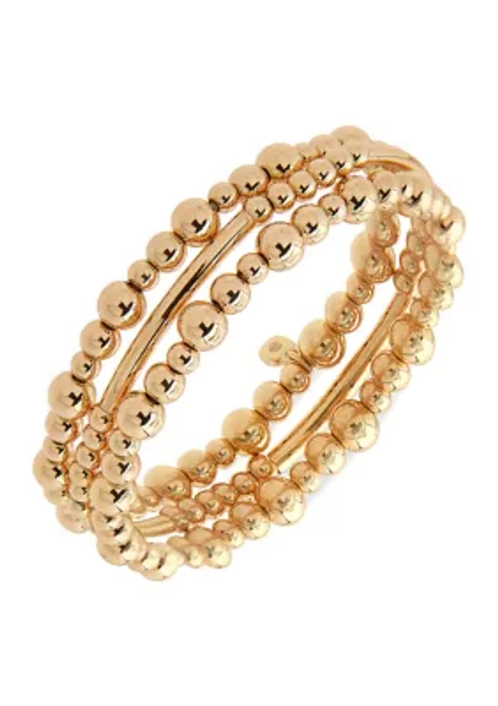 Silver Tone Beaded Metal Stretch Bracelets - Boxed