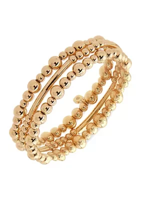 Silver Tone Beaded Metal Stretch Bracelets - Boxed