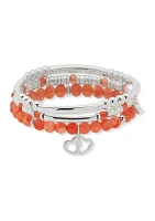 Silver Tone Heart Charm Bracelet Set