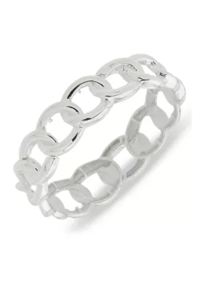 Silver Tone Link Stretch Bracelet