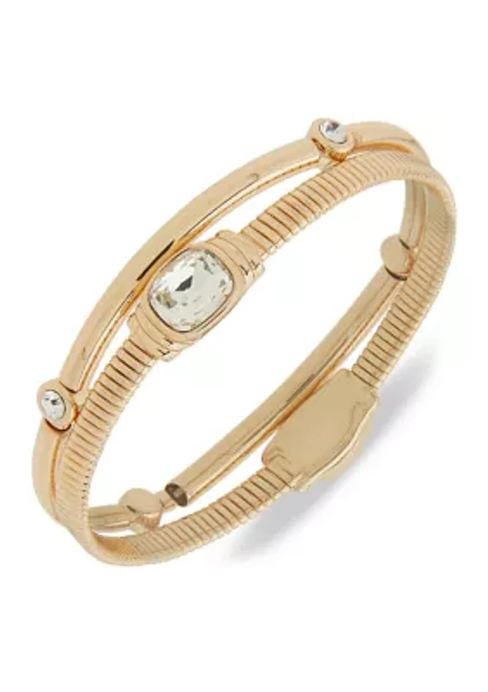 Gold Tone Crystal Stone Stretch Bracelet Set