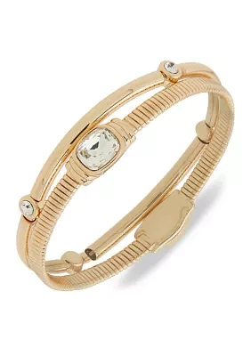 Gold Tone Crystal Stone Stretch Bracelet Set