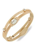 Gold Tone Crystal Stone Stretch Bracelet Set