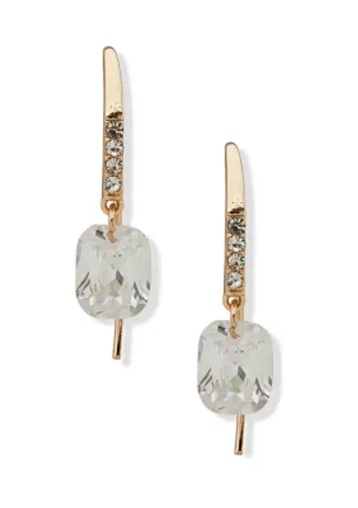 Gold Tone Crystal Stone Threader Earrings