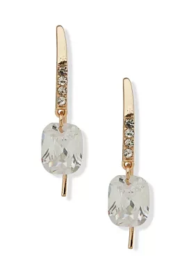 Gold Tone Crystal Stone Threader Earrings