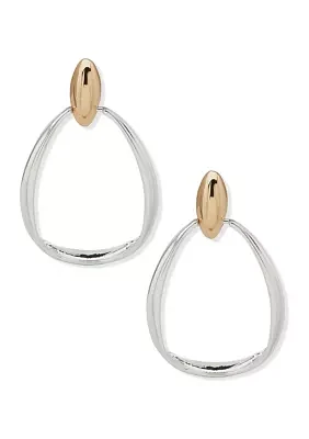 Two Tone Multi Twisted Doorknocker Earrings